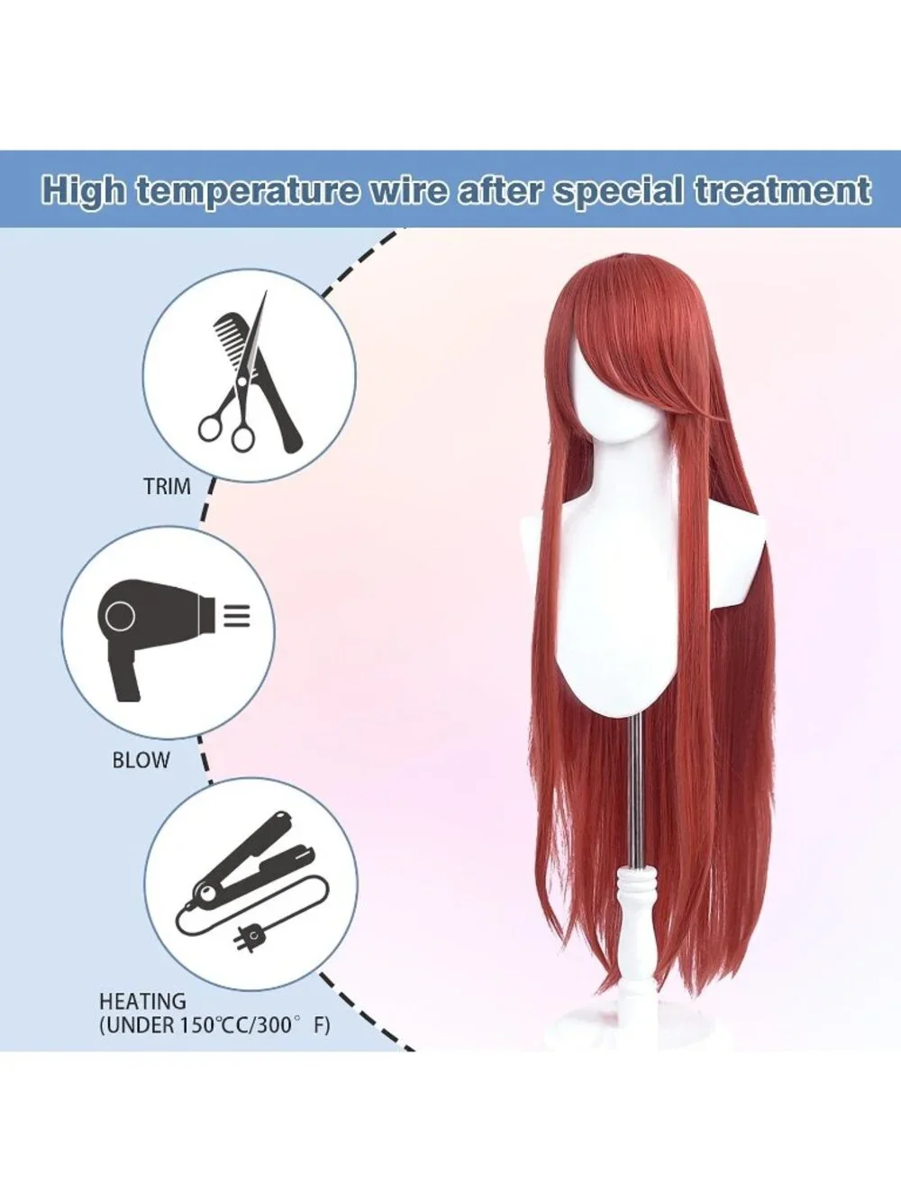 Women's Auburn 100 Cm Heat Resistant Universal Straight Costume Long Wigs